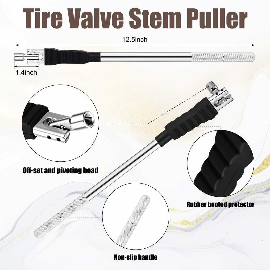 Tallew 2 Pcs Tire Valve Stem Puller & Scraper Tool Set with Rubber Boot