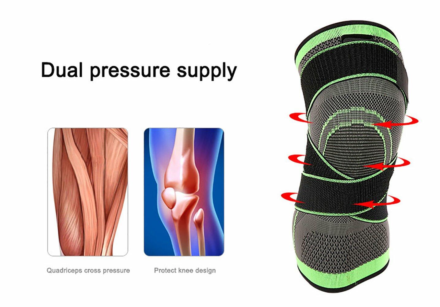 ASOONYUM Knee Sleeve Compression Support Joint Pain Relief Green Single Size XL