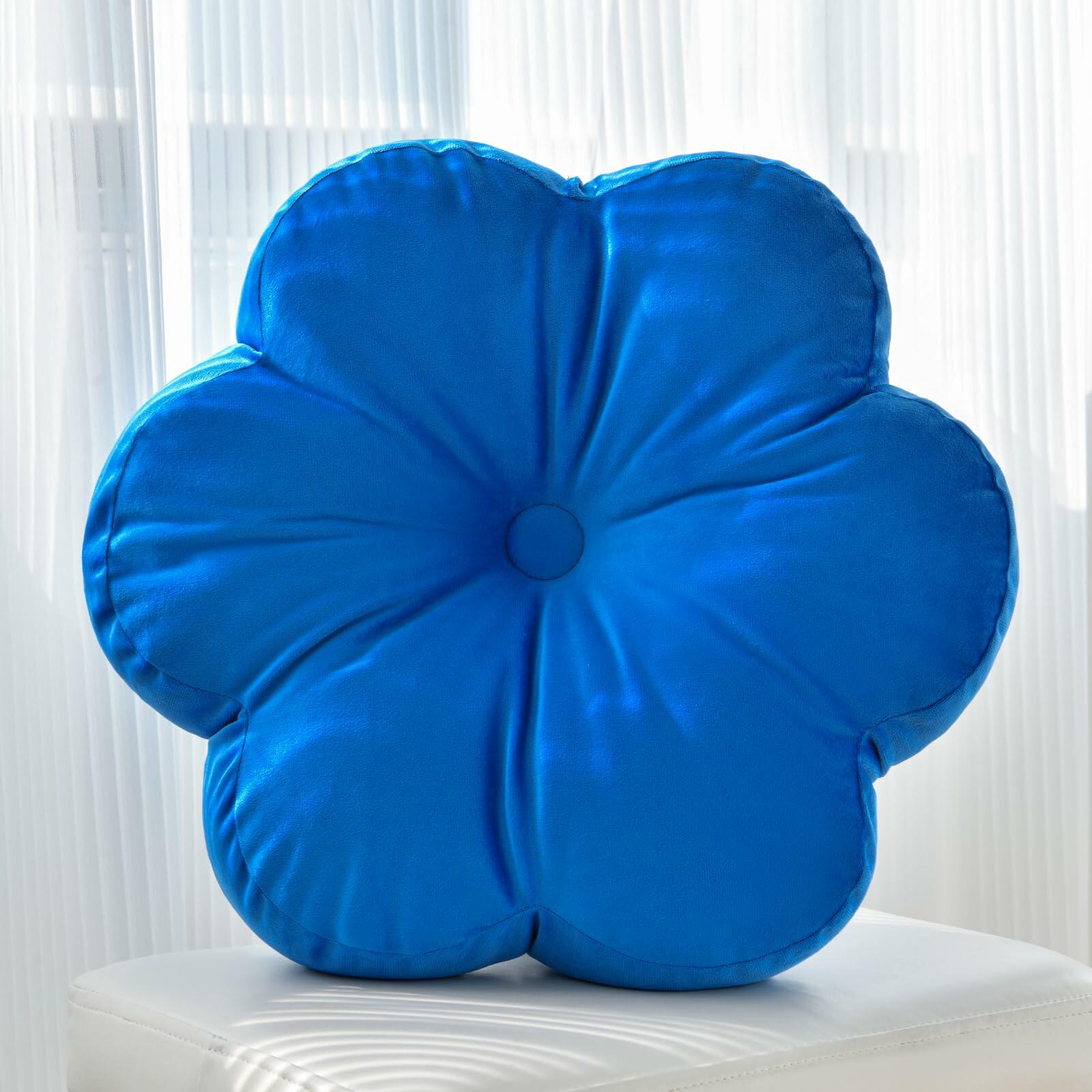 Xuyier Flower Shaped Velvet Throw Pillow 15in Black Floral Modern Decor
