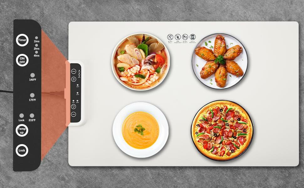 Reespring Food Warming Mat Full Surface Heating Portable Silicone White