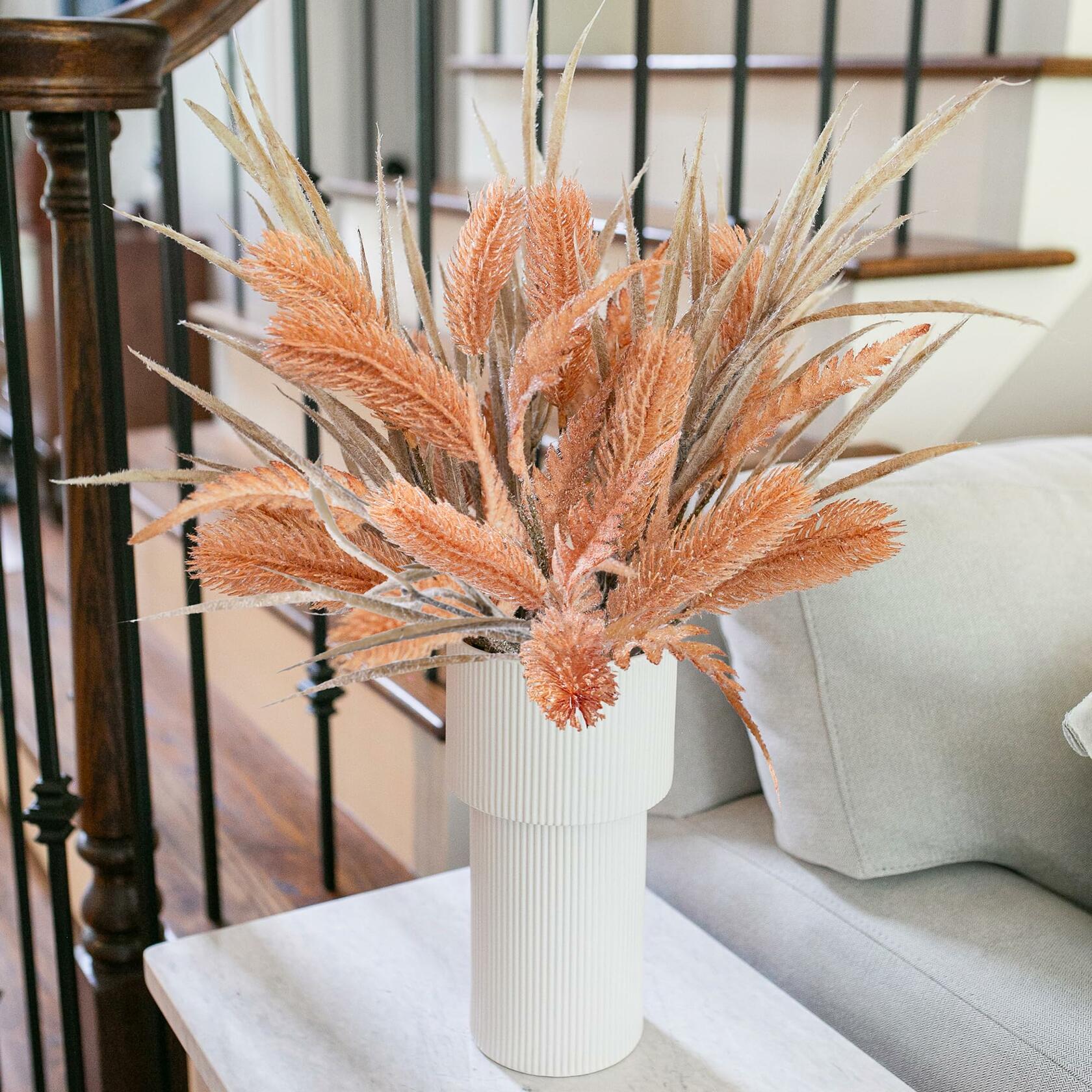 Ivydale 7 PCS Artificial Fall Stems 26in Orange Silk Leaves Flowers