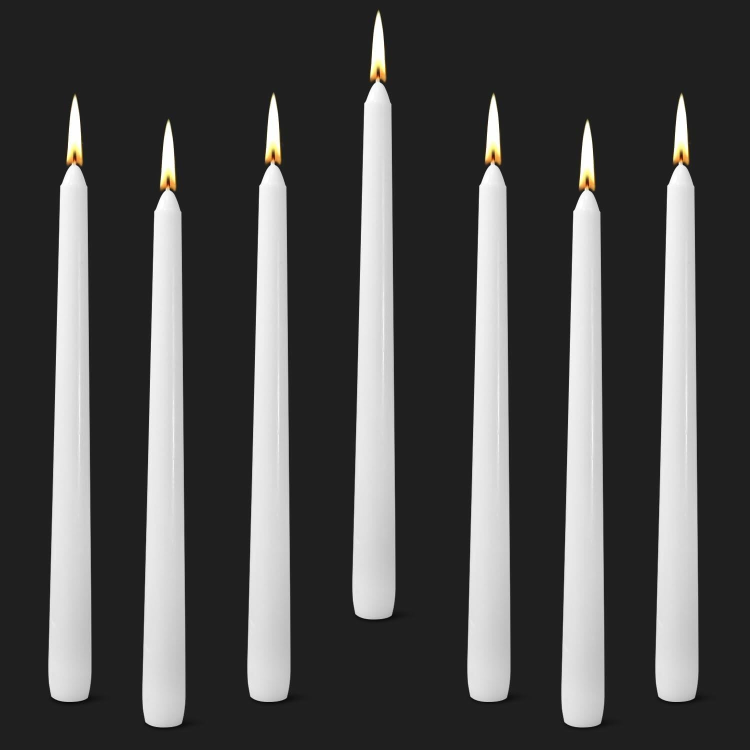 Cacou White Taper Candles 12 Pack 8Hr Burn Unscented Paraffin Wax