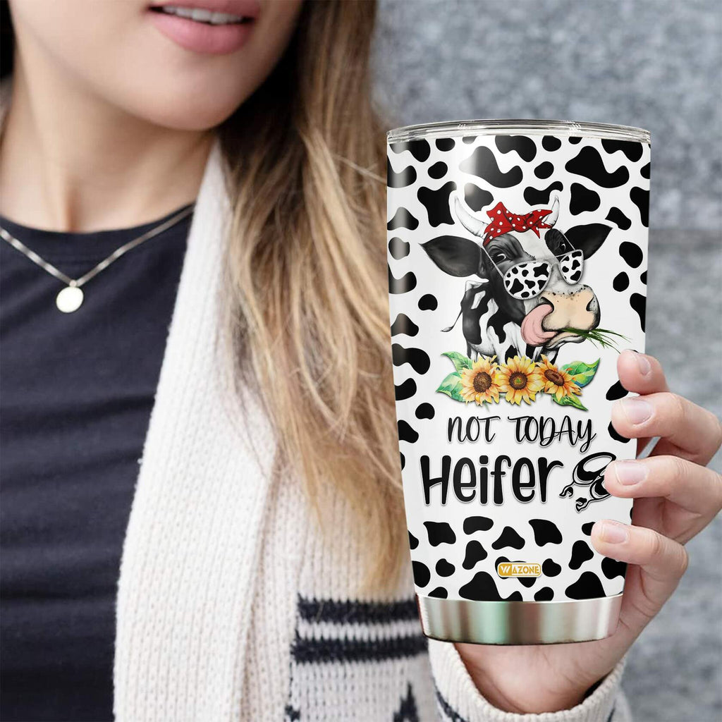 WAZONE Heifer Tumbler Cup Leopard Cow Stainless Steel 20oz Travel Mug