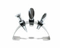 Lutong Brass Wine Bottle Stopper Set with Stainless Steel Pourer & Stand 4pcs