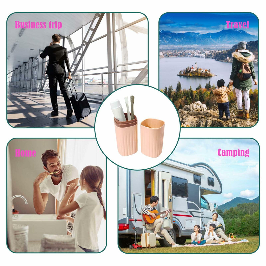 FALIZIFU Pink Travel Toothbrush Case Portable Holder Bathroom Camping