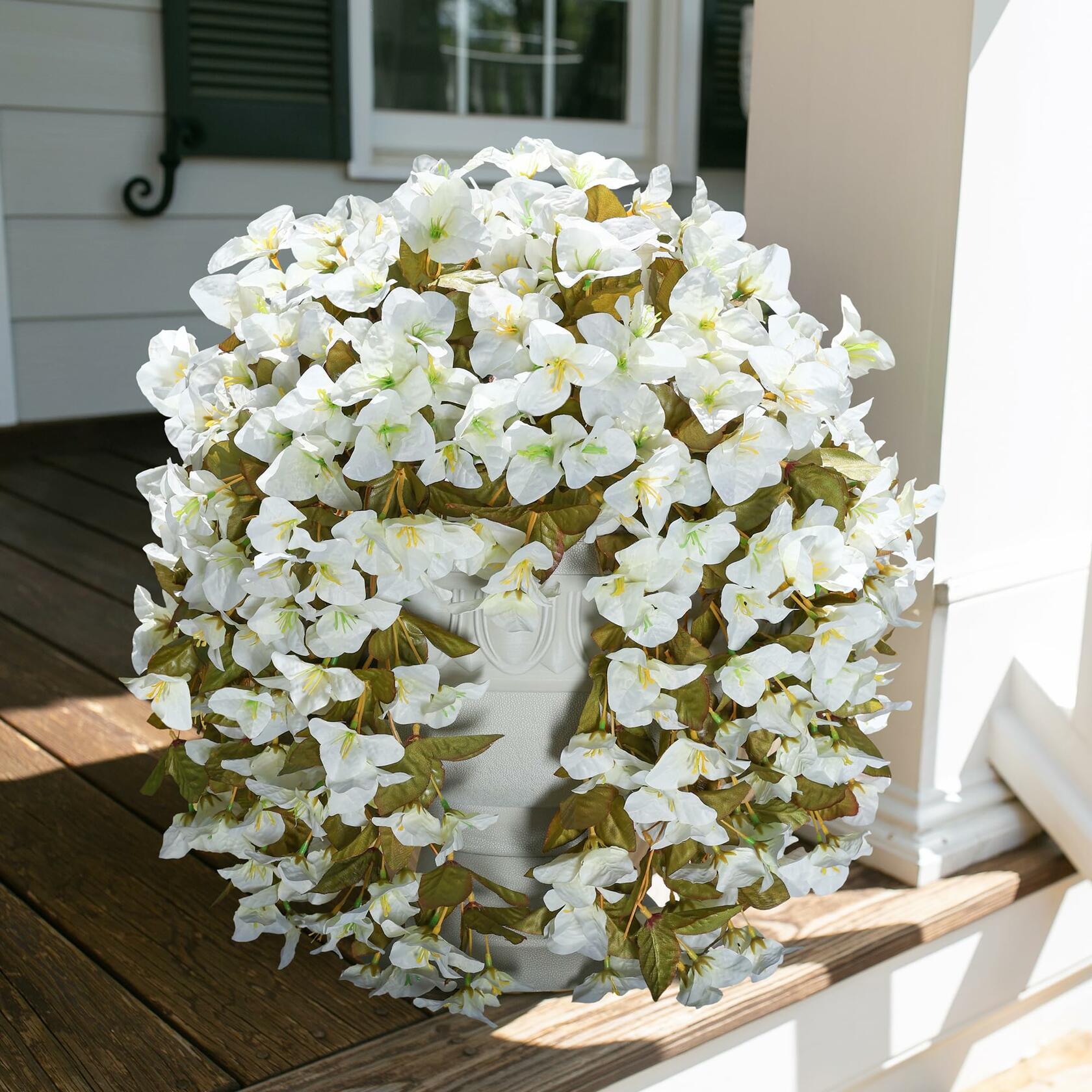 INSPRING Bougainvillea Artificial Flowers 2 pcs White UV Resistant Silk Vines