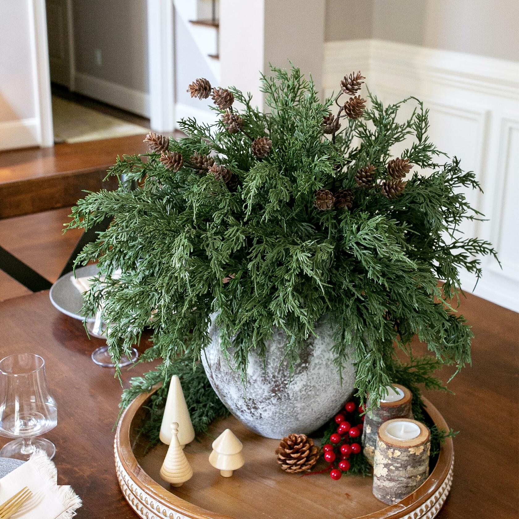 Ivydale 7 PCS Artificial Fall Stems 26in White Flowers Silk Greenery