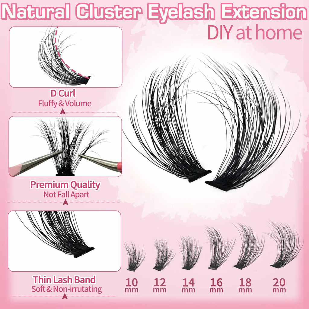 Anforlin Eyelash Extension Kit 280pcs Thick Volume D Curl 14-22mm Black