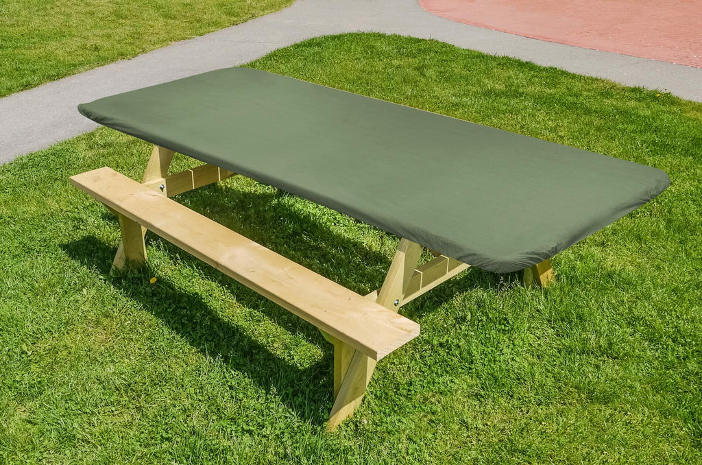Covers for the Home Elastic Vinyl Fitted Table Cover Basketweave Green 5'x30"