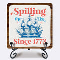 Ketsord 5x5 Blue Gossip Wood Plaque Spill The Tea Metal Support