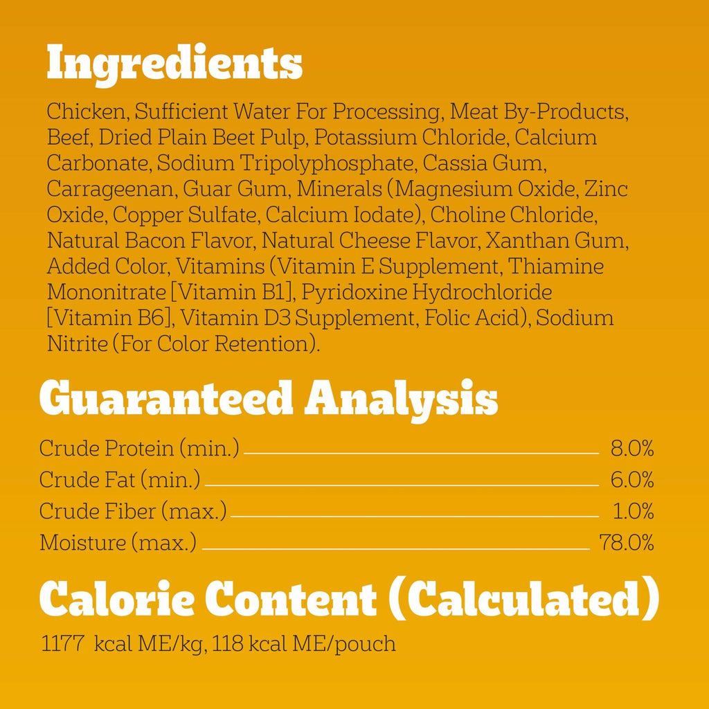 BestBy11/25 Pedigree Adult Soft Wet Dog Food Beef Bacon Cheese 3.5oz 16-Count