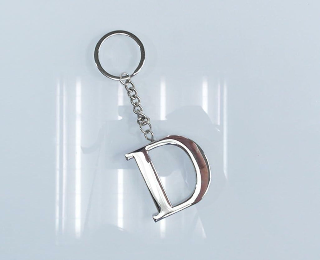 Lutong Letter Gift Set Key Ring & Bottle Stopper D Silver Metal 2 PCS
