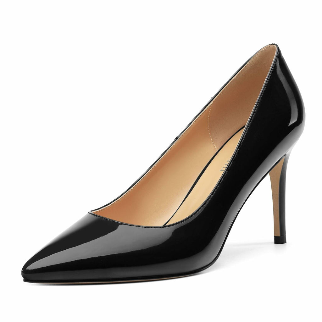 MisaeMila Women's Patent Pumps Stilettos 3Inch Heels Black Size 10