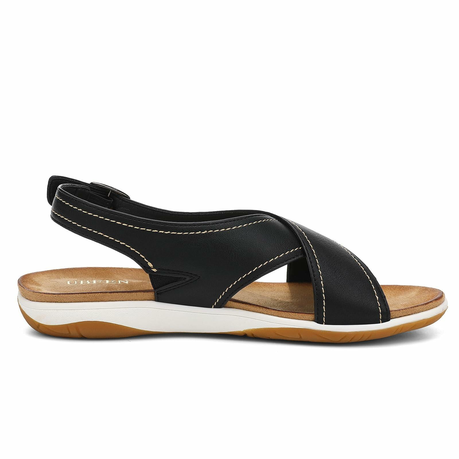 UBFEN Womens Flat Sandals Arch Support Slingback Black Size 8