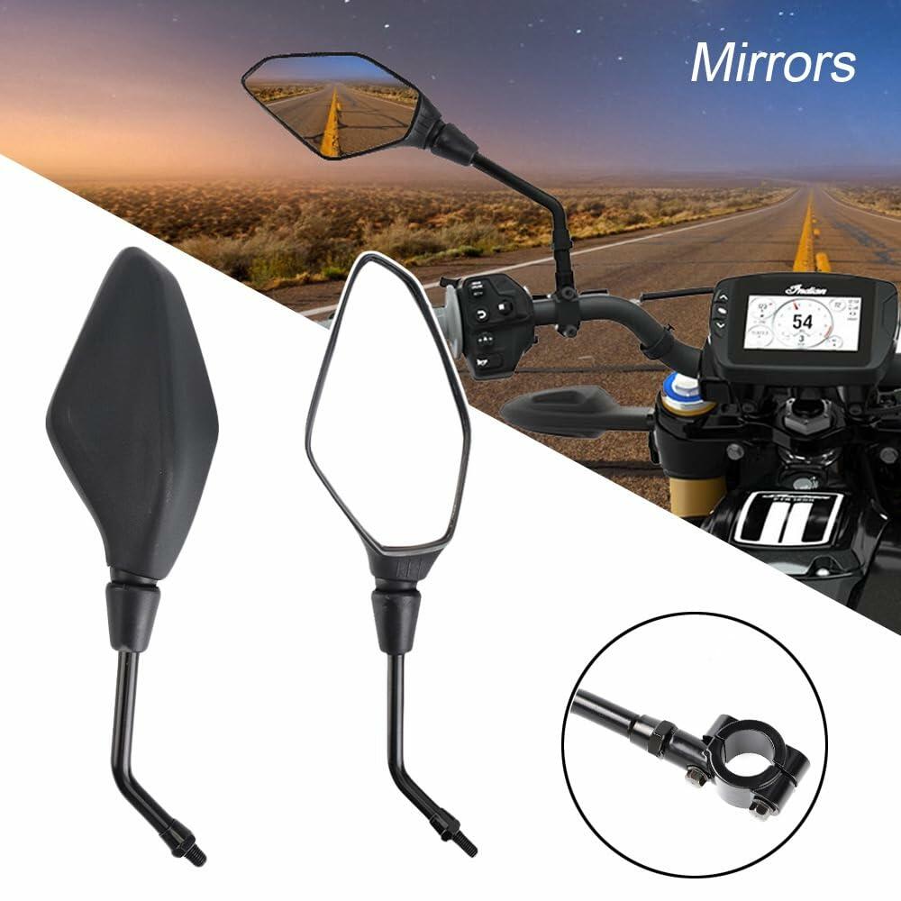 Generic Universal Motorcycle Rear View Side Mirrors 10MM 8MM Black Screw Mount