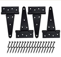 Verypejan 6 Inch T-Strap Heavy Duty Shed Door Hinges 4PCS Black Rustproof