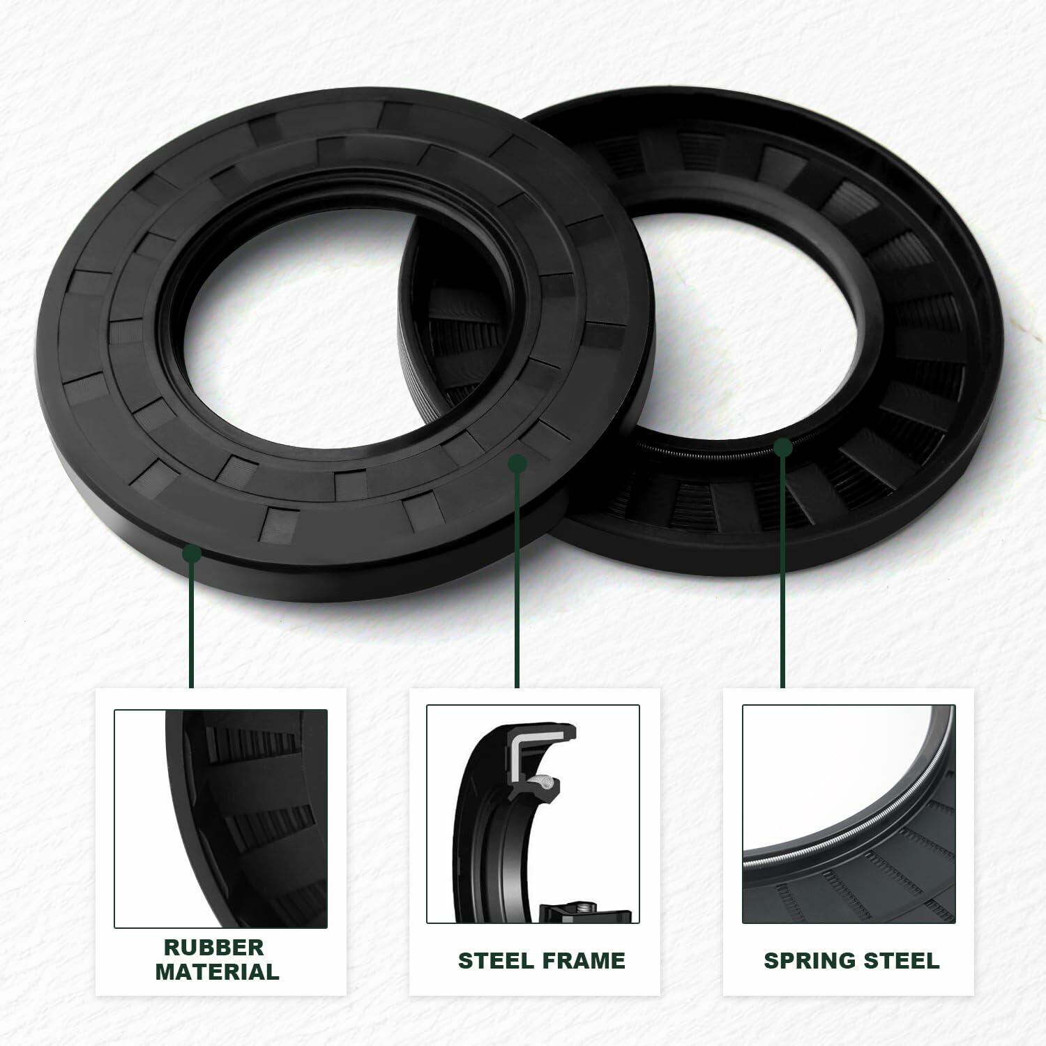 Yethuanru 2PCS 17x26x7mm Black Double Lip Oil Seal Nitrile Rubber with Spring