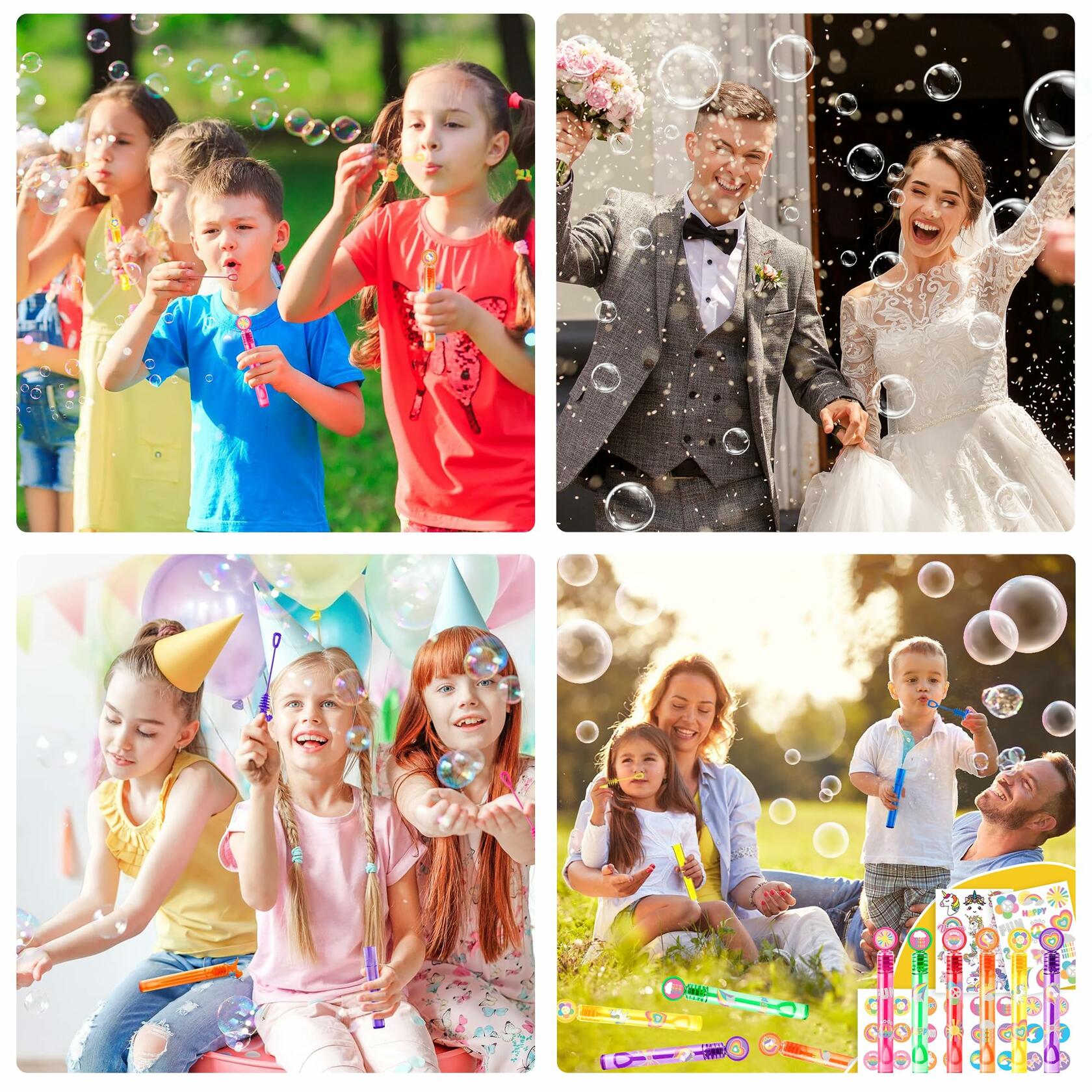 60PCS Cute Unicorn Party Favors 12 DIY Bubble Wands Birthday Goodie Bags