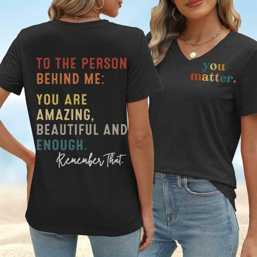 MOGUI Women’s “Dear Person Behind Me” Jesus Loves You Funny Black T-Shirt