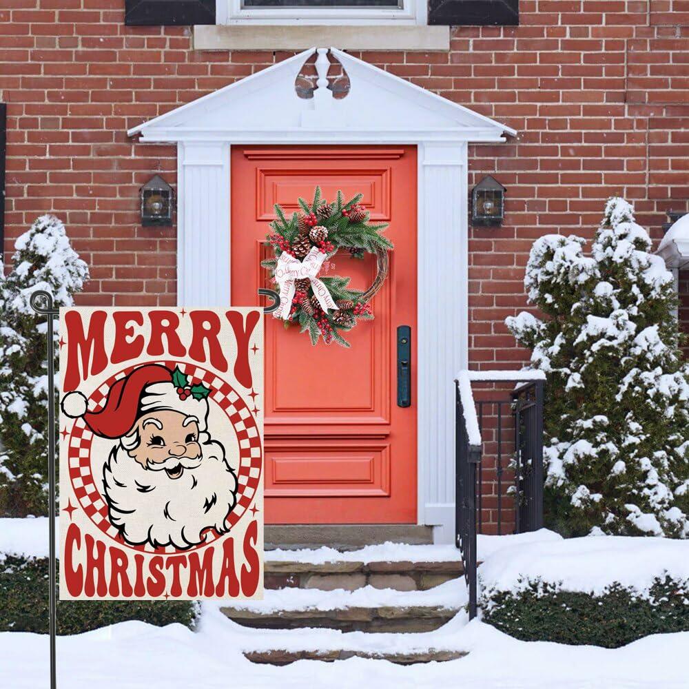 Fapulee Merry Christmas Garden Flag 12x18 Double Sided Santa Outdoor