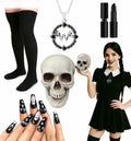 Swooflia 5PCS Women’s Halloween Costume Accessories Set Skull Necklace
