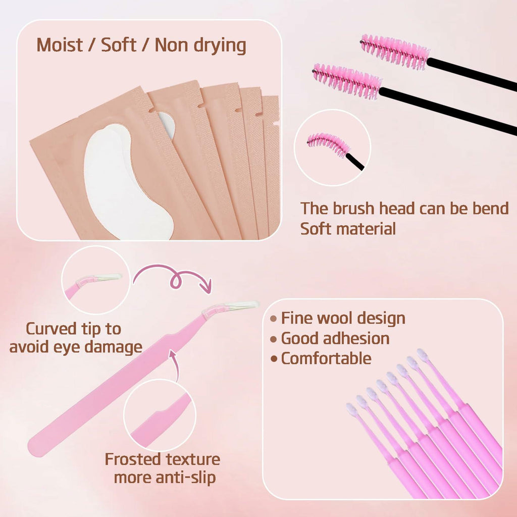 Anforlin Lash Remover Kit 10g Peach Scent with Eye Pads Brushes Tweezers