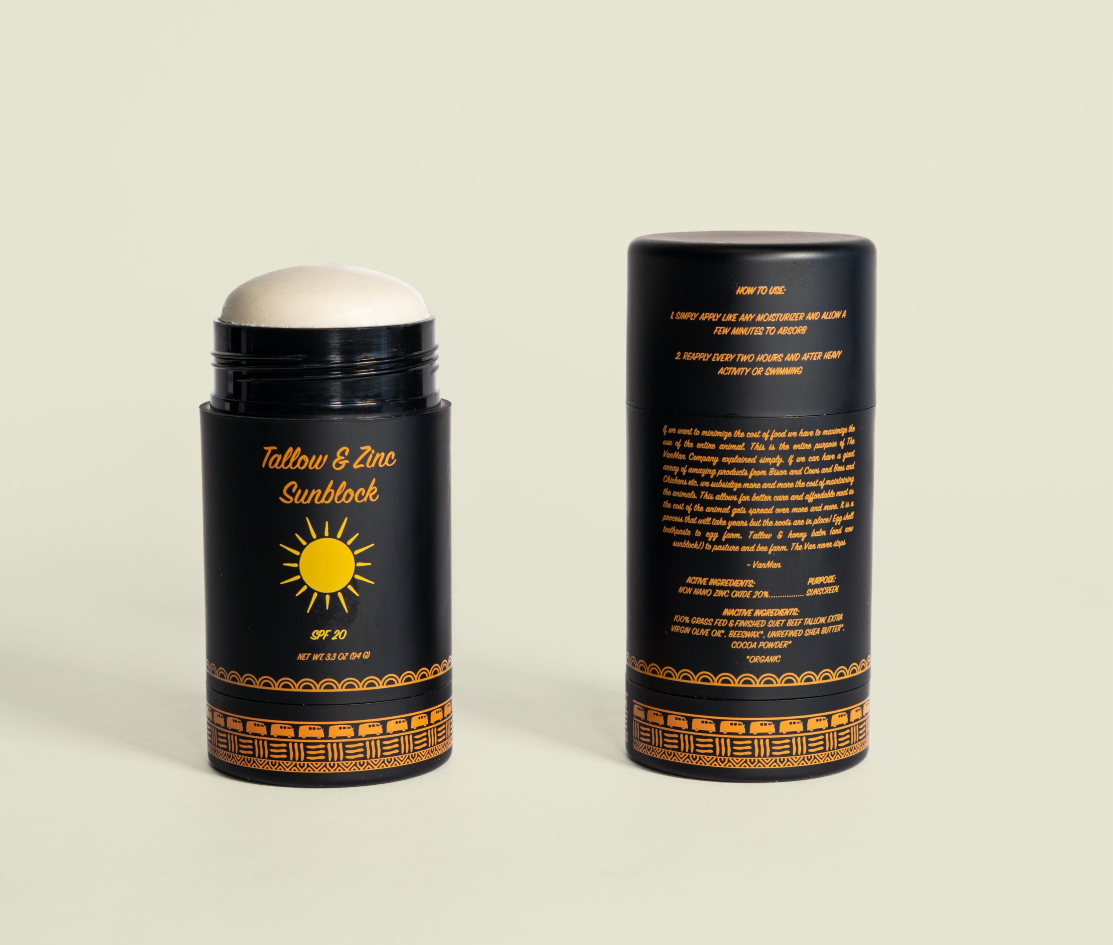 VanMan’s Tallow & Zinc SunBlock - 2 oz