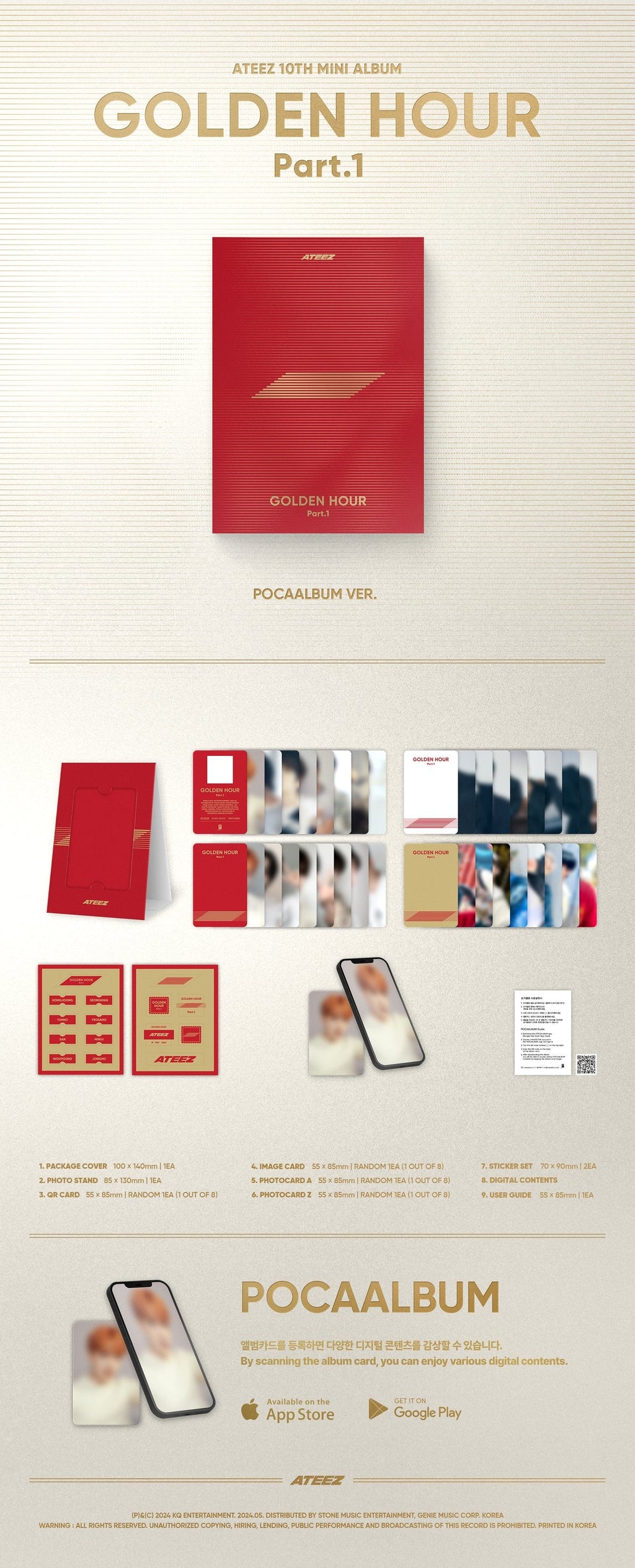 ATEEZ 10th Mini Album - Golden Hour : Part.1 - Pocaalbum Version