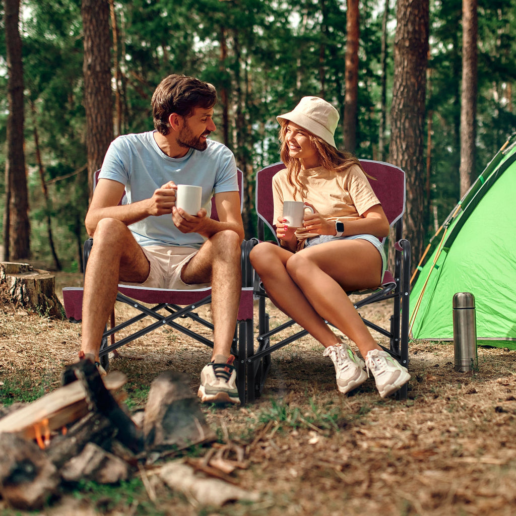 Outdoor Rocker Camping Chair with Dual Springs and Padded Back