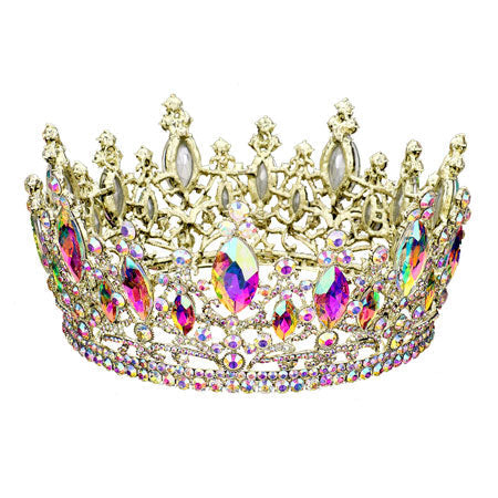 Oval Stone Accented Pageant Crown Tiara