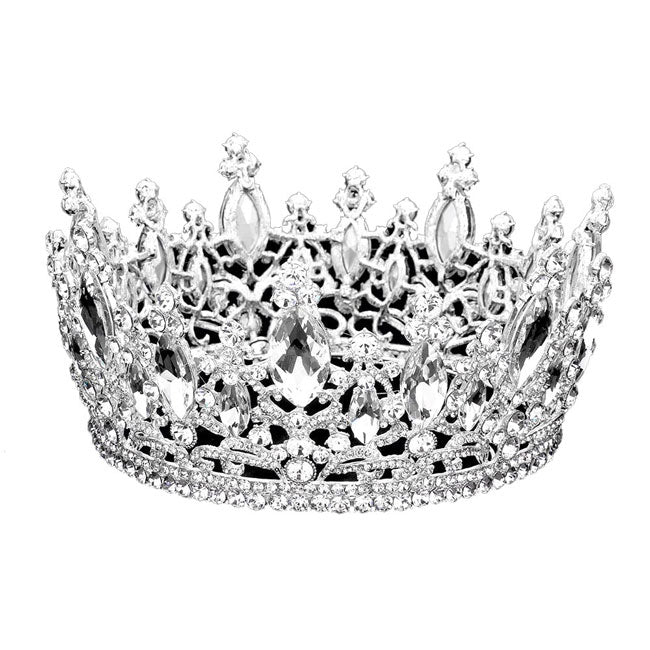 Oval Stone Accented Pageant Crown Tiara