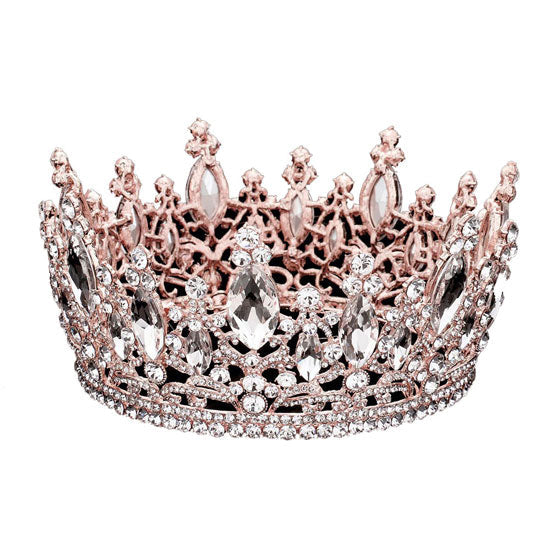 Oval Stone Accented Pageant Crown Tiara