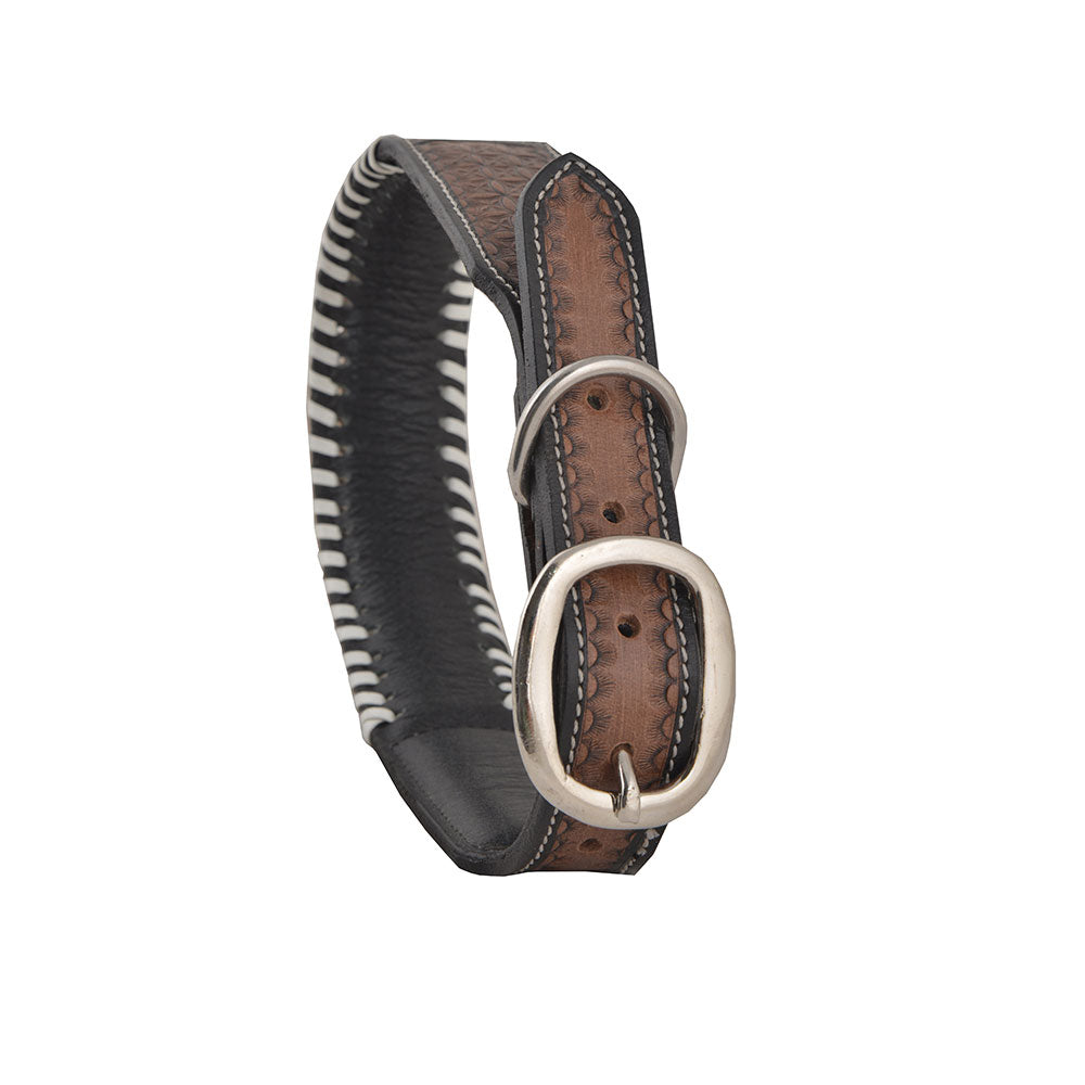 Oxy Daisy Hand - Tooled Leather Dog Collar - PhishStones Products