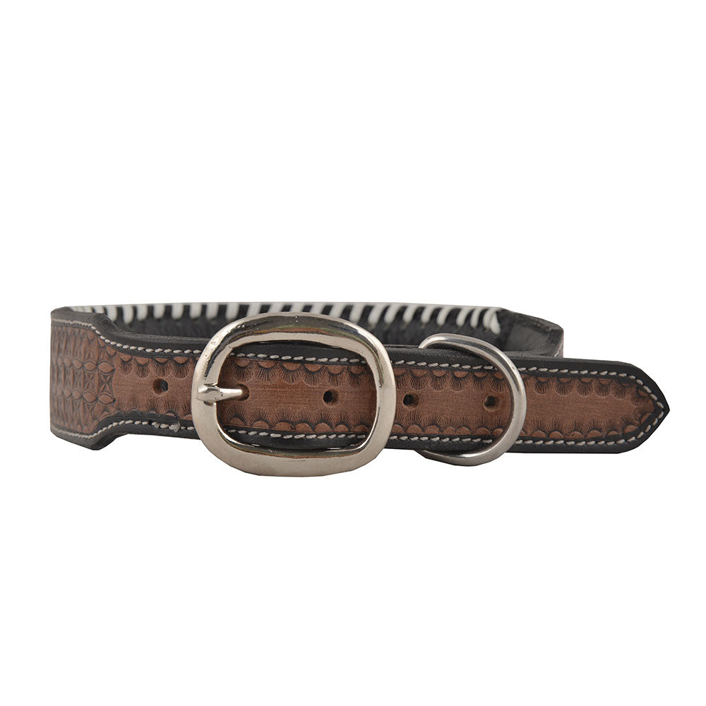 Oxy Daisy Hand - Tooled Leather Dog Collar - PhishStones Products