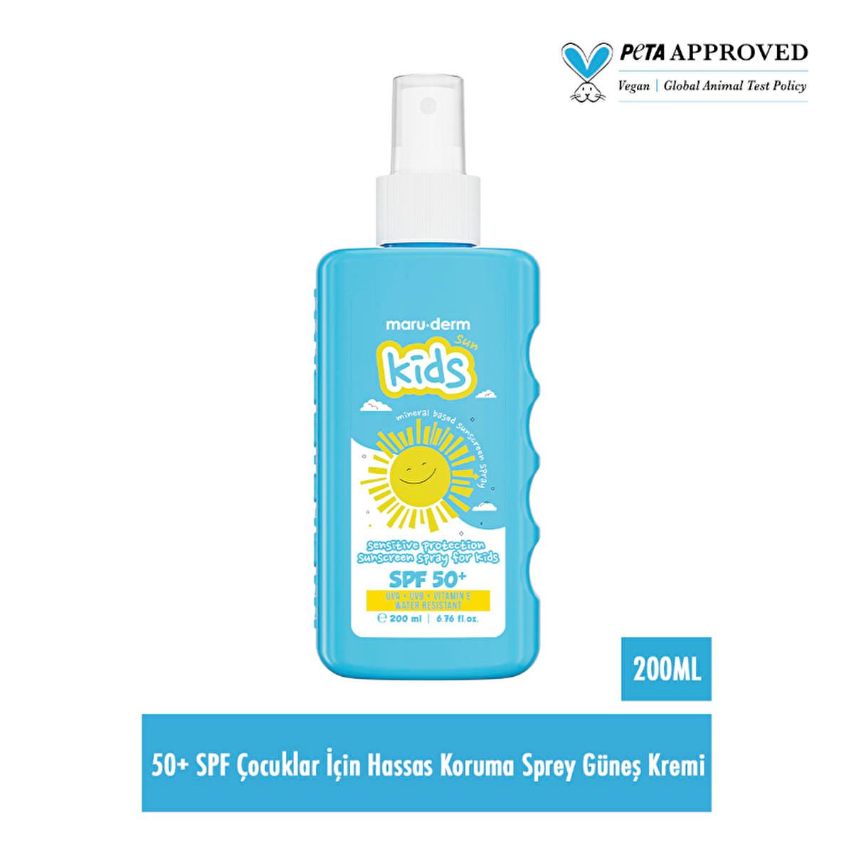 Maruderm SPF 50+ Sunscreen Spray for Kids - Sensitive Skin Protection, UVA/UVB, Pantenol, Vitamin E, Broad Spectrum - 200ml