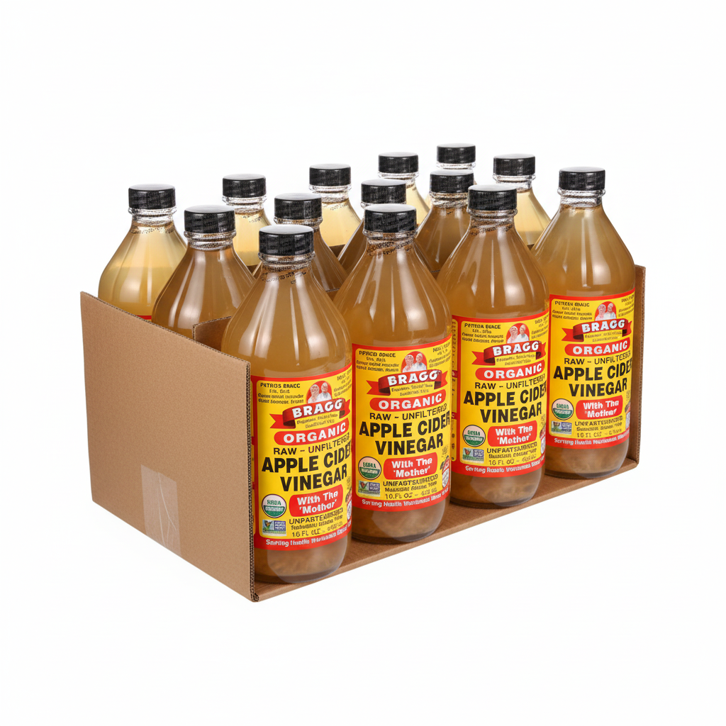 Bragg Organic Apple Cider Vinegar - Raw Unfiltered with Mother (Case of 12, 16 oz)