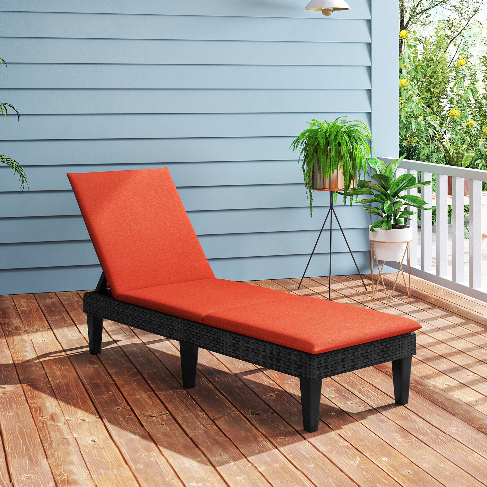 Patio Lounge Chair 3-Position Adjustable Backrest and Cushion