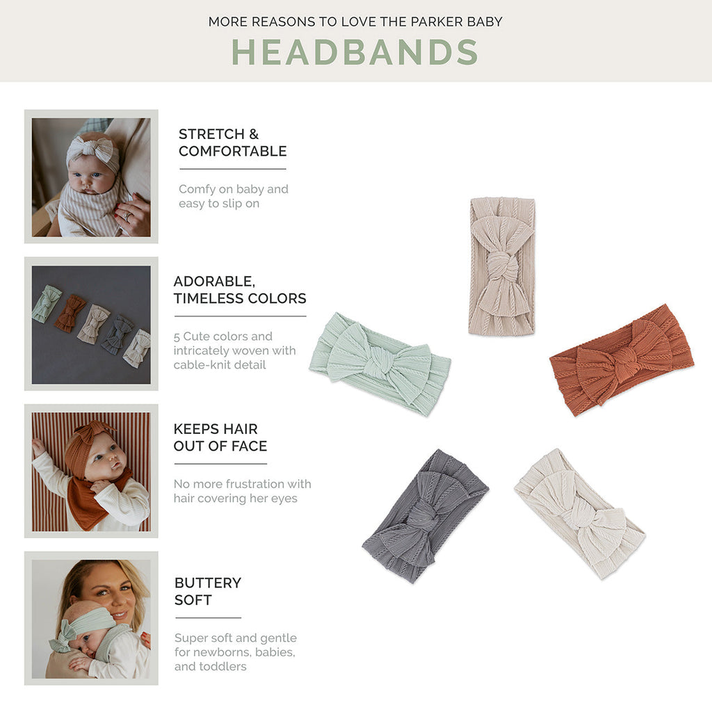 Pebble Set - Cable Knit Knotted Headbands - 5 Pack - PhishStones Products