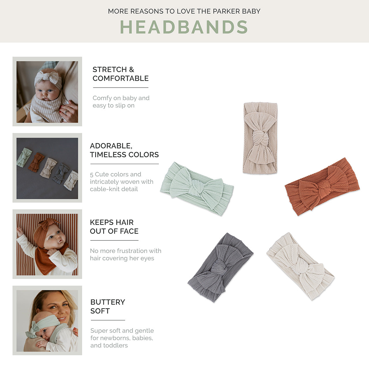 Pebble Set - Cable Knit Knotted Headbands - 5 Pack - PhishStones Products