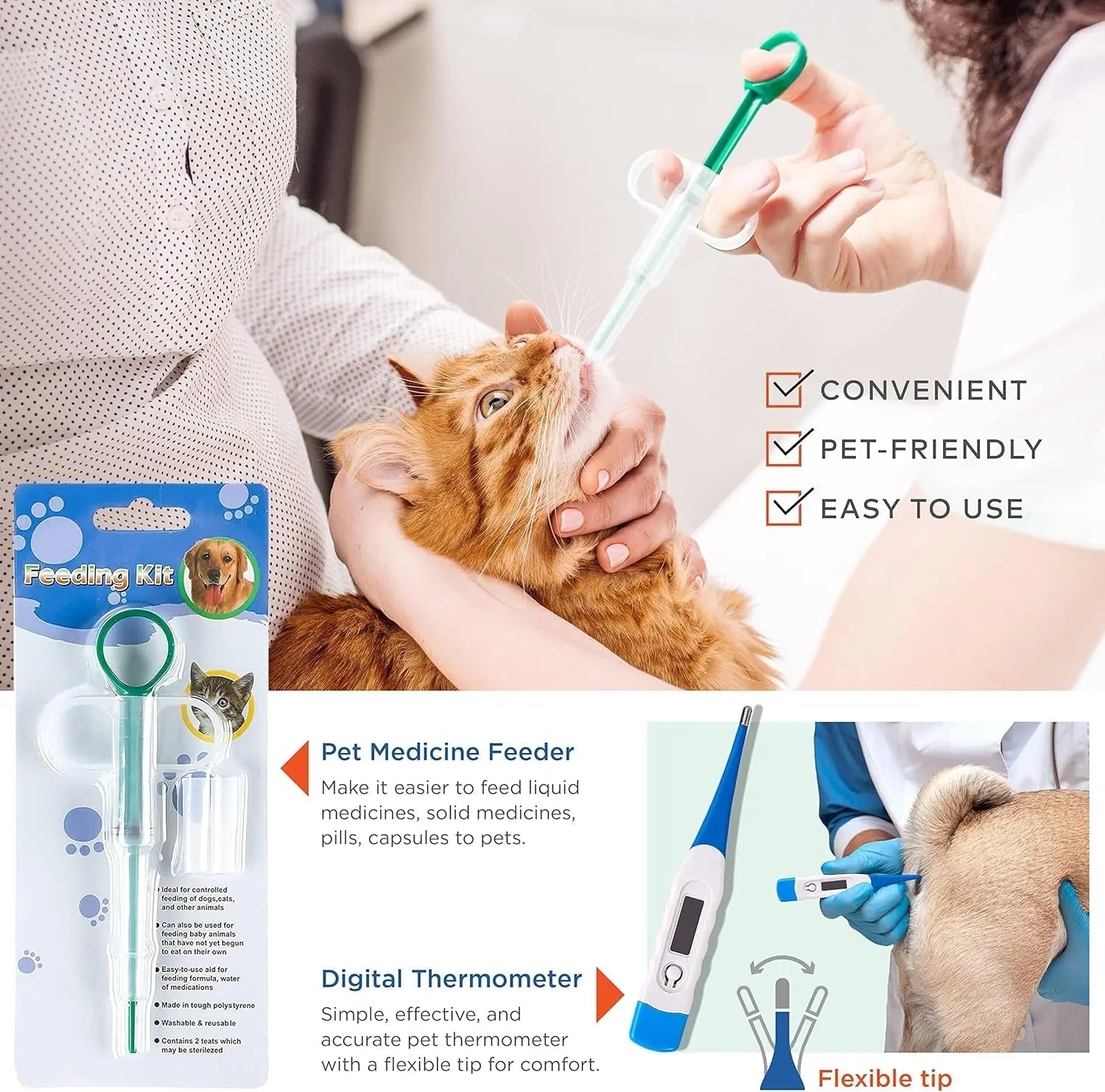 Pet First Aid Kit for Dogs & Cats with Thermometer, Tick Remover & Manual - PhishStones Products