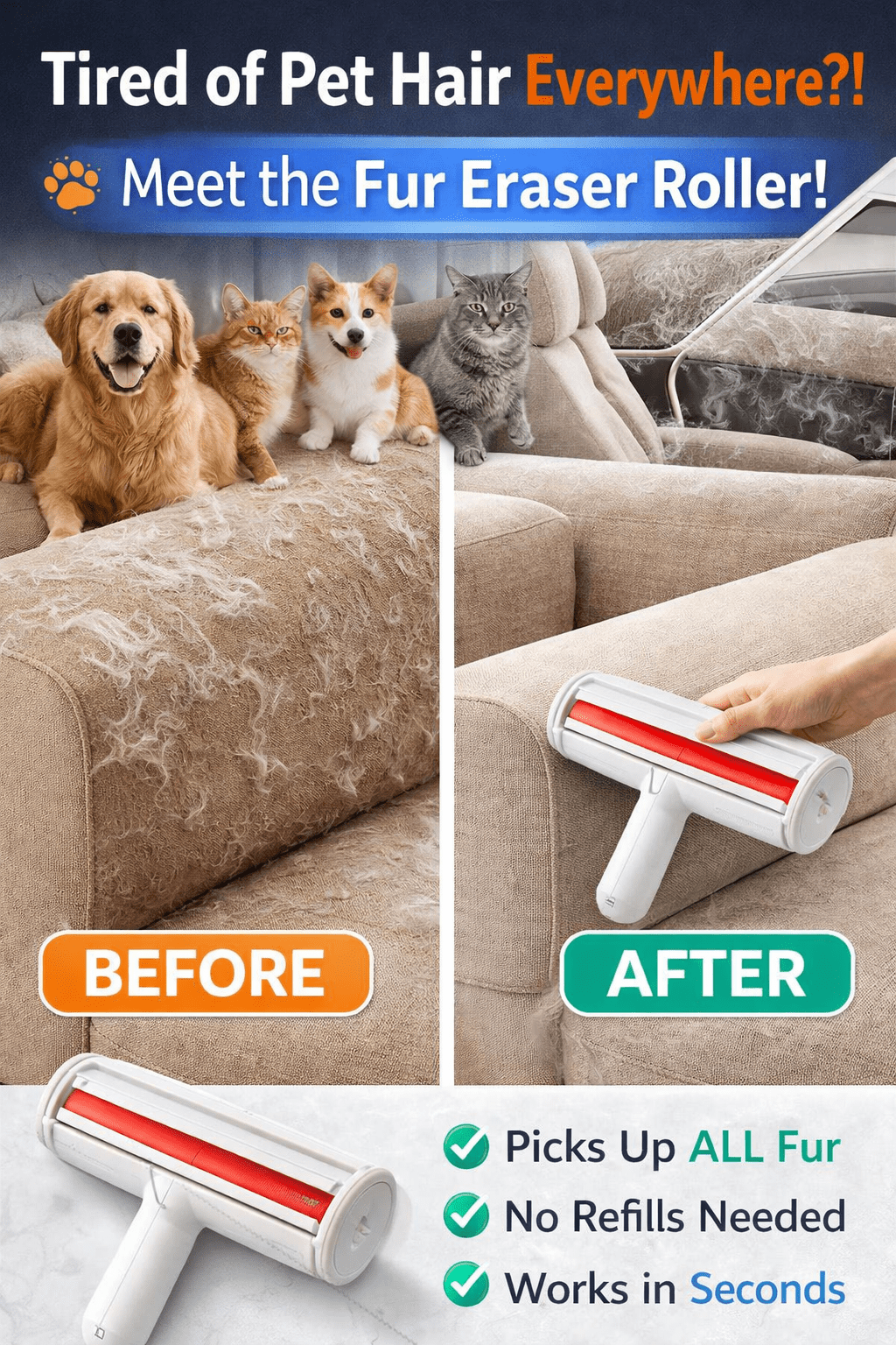 PET HAIR REMOVER ROLLER - PhishStones Products