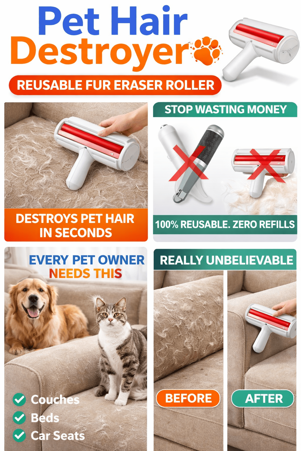 PET HAIR REMOVER ROLLER - PhishStones Products