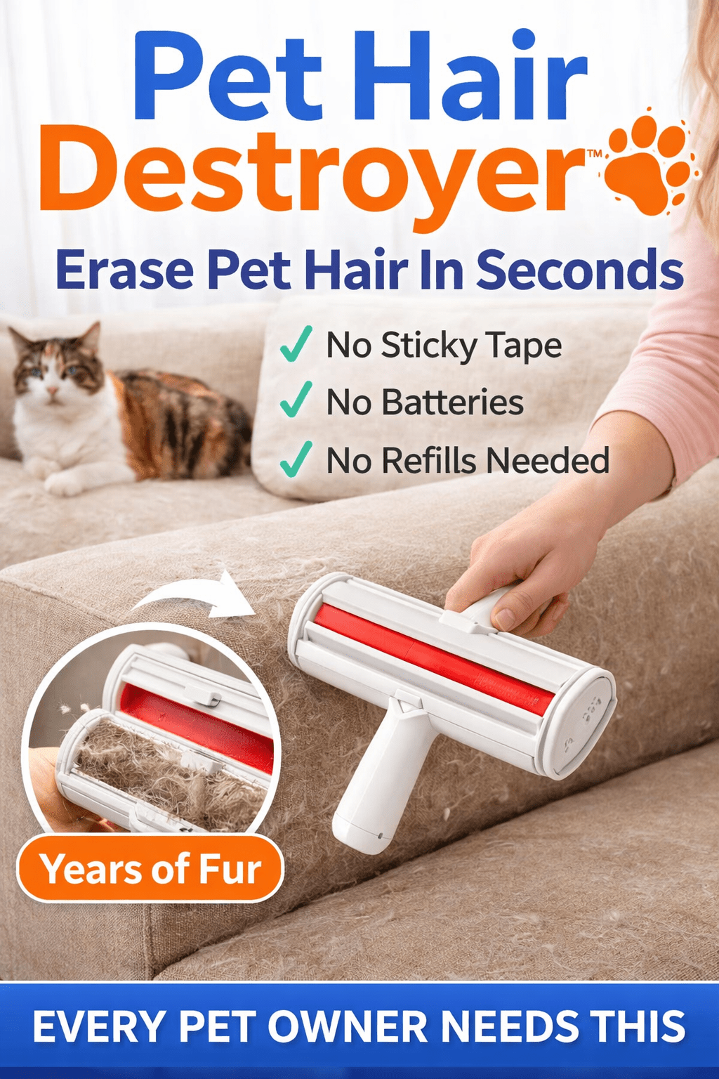 PET HAIR REMOVER ROLLER - PhishStones Products