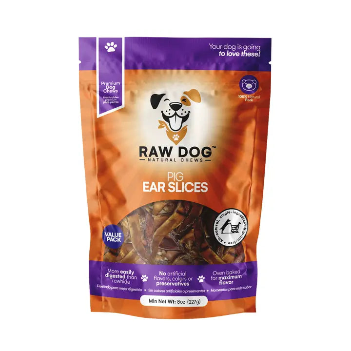 🐾🐖 Pig Ear Slices (8oz) – Crunchy, Meaty Natural Chews
