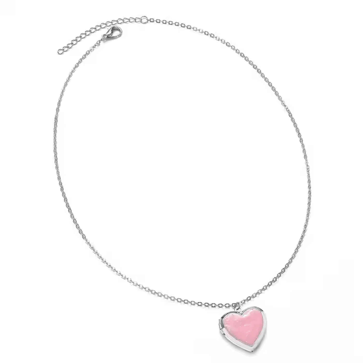 Pink Heart Locket Necklace with Chain-super cute!
