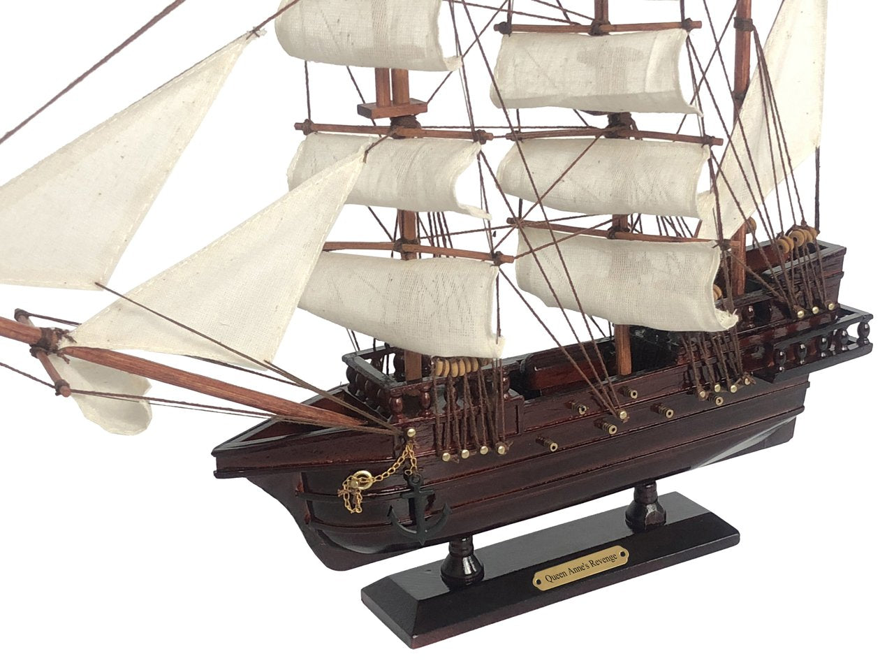 Wooden Blackbeard's Queen Anne's Revenge White Sails Pirate Ship Model 20""