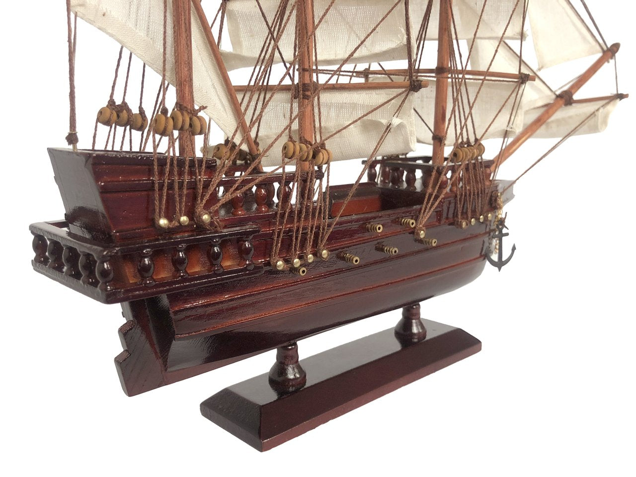 Wooden Blackbeard's Queen Anne's Revenge White Sails Pirate Ship Model 20""