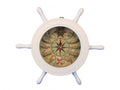 Wooden White Ship Wheel Knot Faced Clock 12""