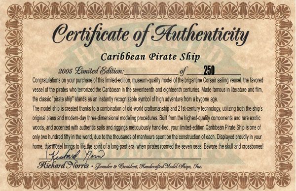 Wooden Caribbean Pirate Ship Model Limited 26"" - Black Sails