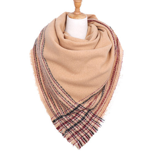 Plaid Liner Square Blanket Scarf Shawl